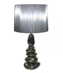 Stbrn modern designov stoln lampa model SILVER s kamennm stojanem